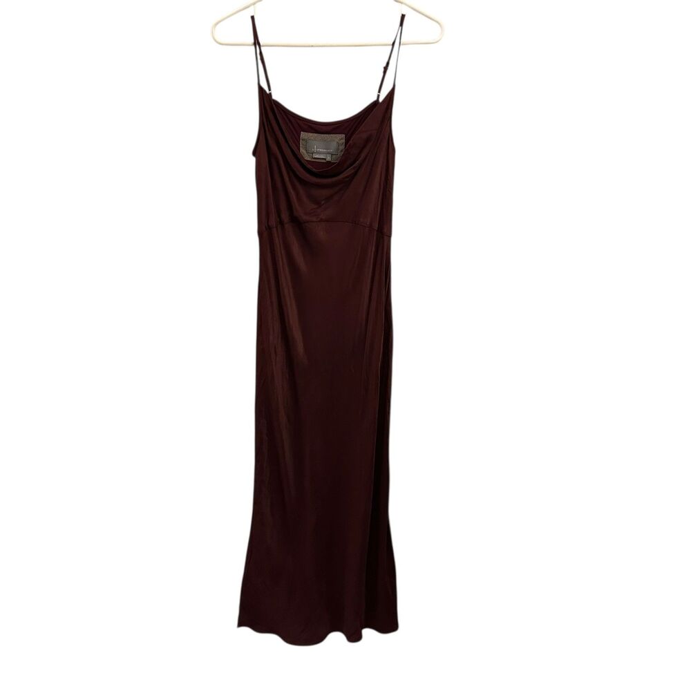 A by Anthropologie Maroon Shiny‎ Adjustable Spaghetti Strap Maxi Bodycon Dress S